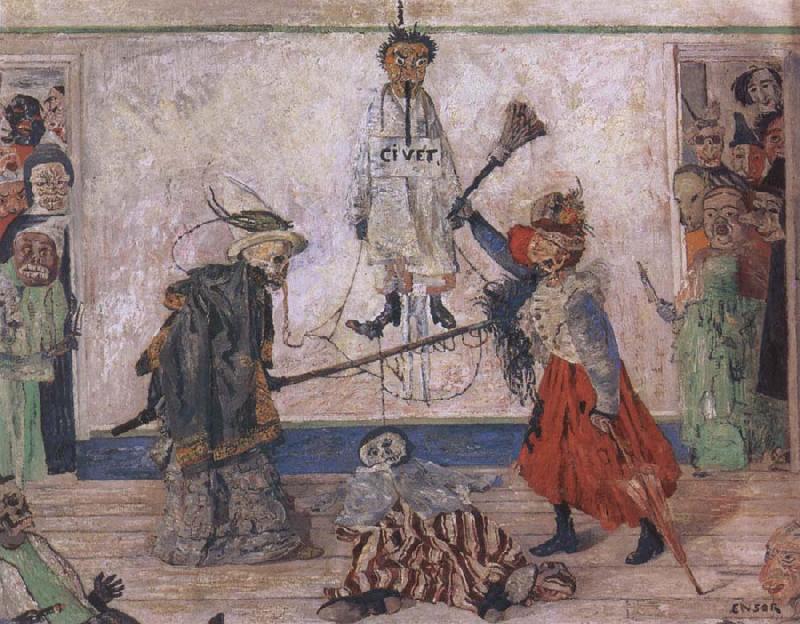 James Ensor Skeletons Fighting over a Hanged Man